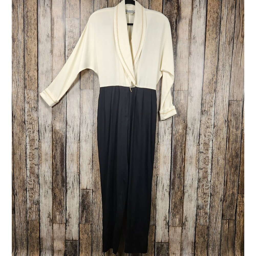 Joan Walters Tuxedo Black and White 80s Jumpsuit - 14